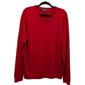 Hart Schaffner Marx Men's Merino Wool Sweater, V-neck, Red, L